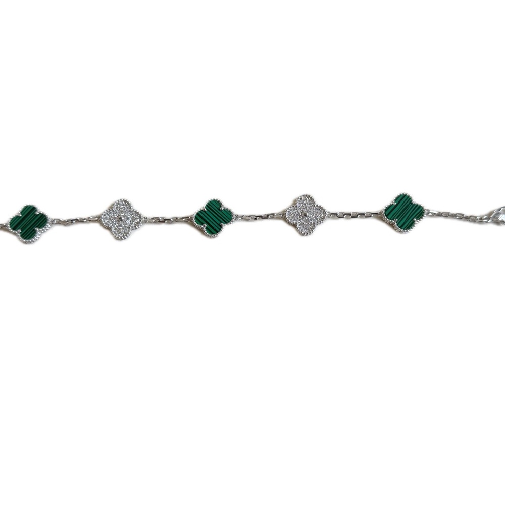 Moissanite & Sterling Silver Green Clover Bracelet